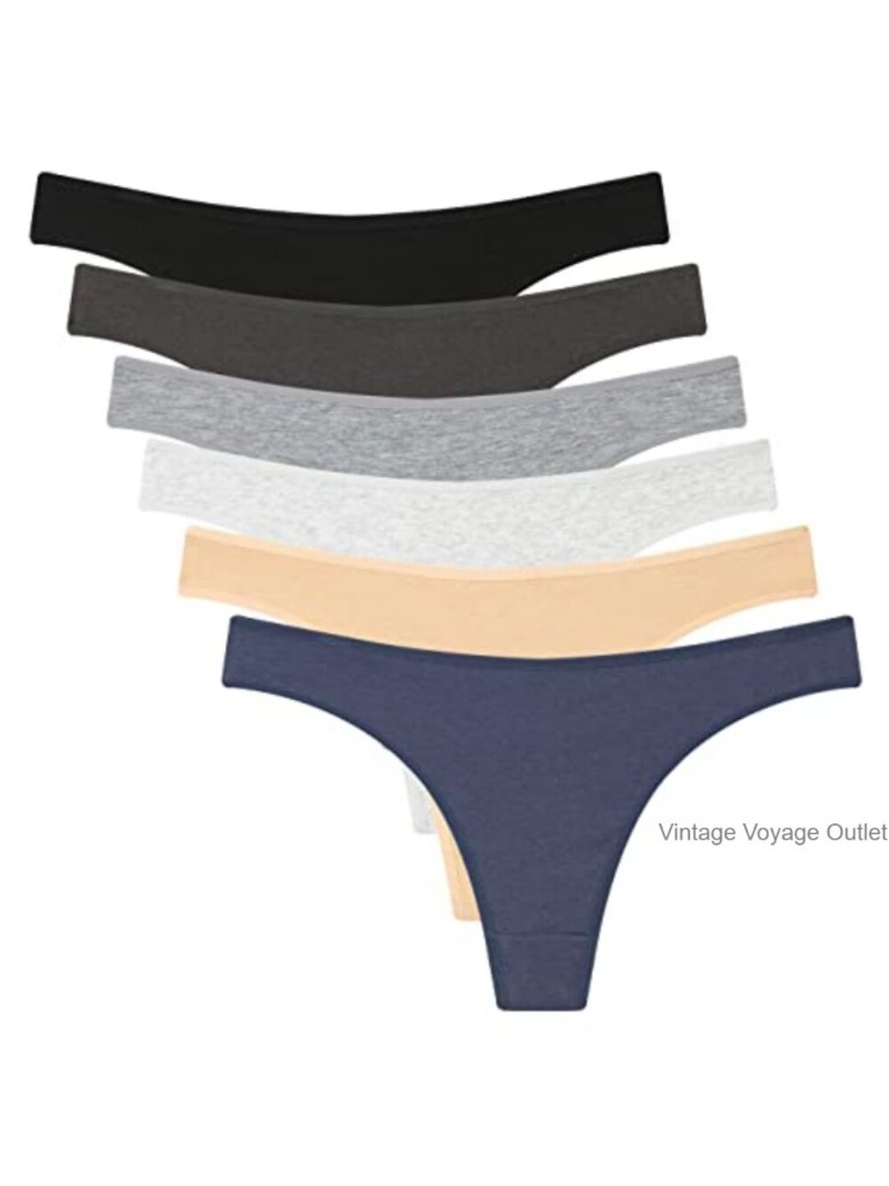 Cotton Spandex Thong Bikini Underwear Breathable Low Rise 6 Pack